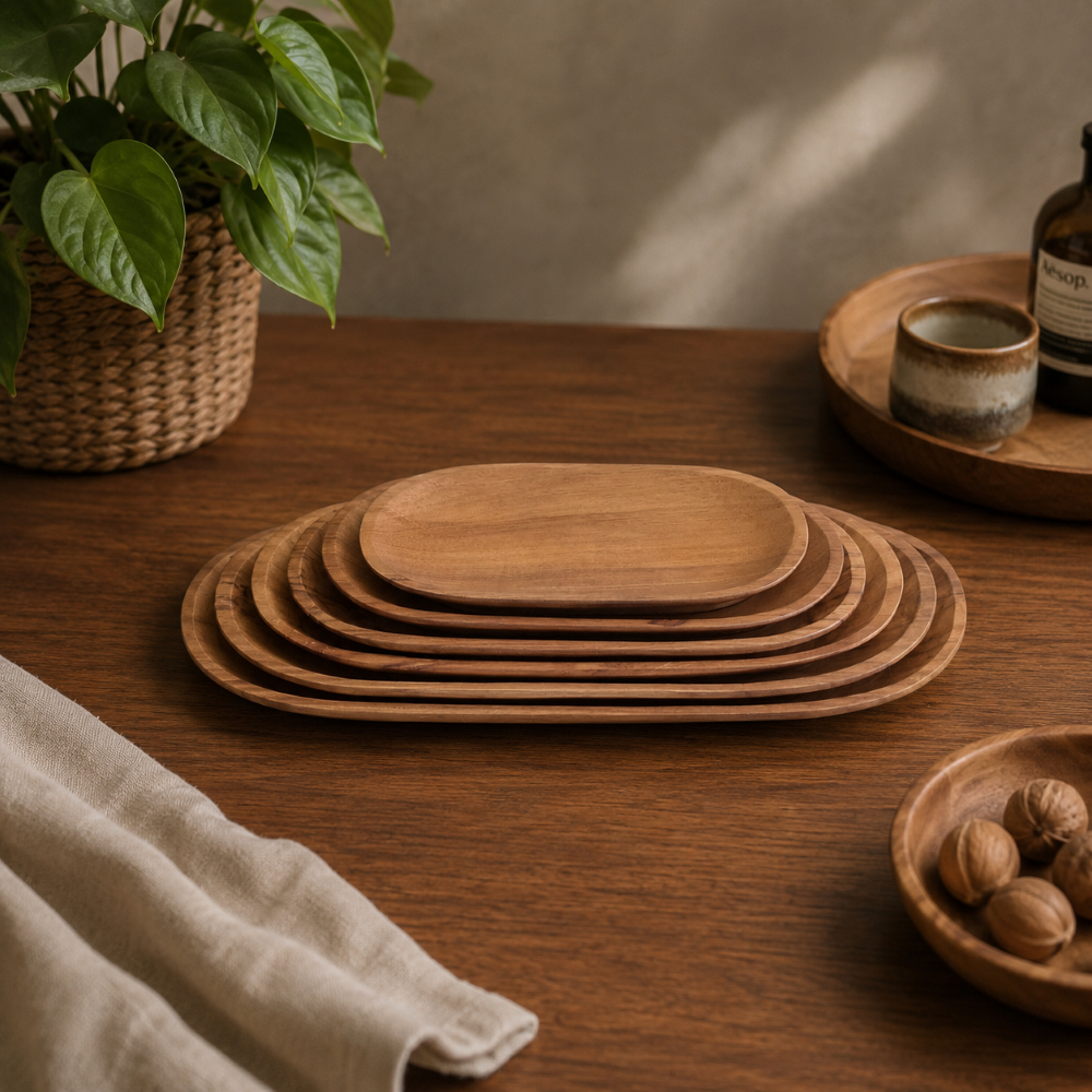 PIRING OVAL KAYU JATI | PIRING KAYU JATI OVAL PANJANG | PIRING OVAL  WHATWOOD