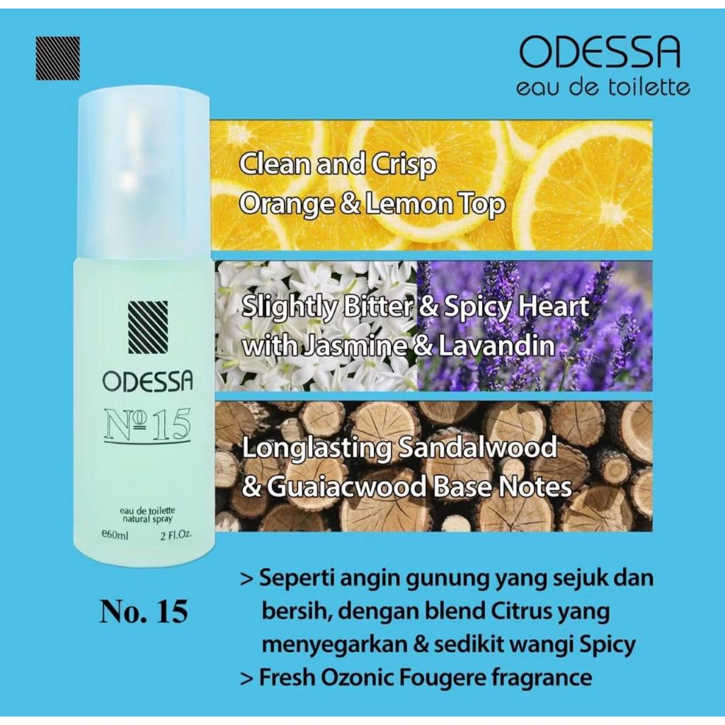 Odessa EDT Perfume No. 15 - 42 60ml Odessa Eau de Toilette Parfum Pria Wanita * yaybeautyshop *