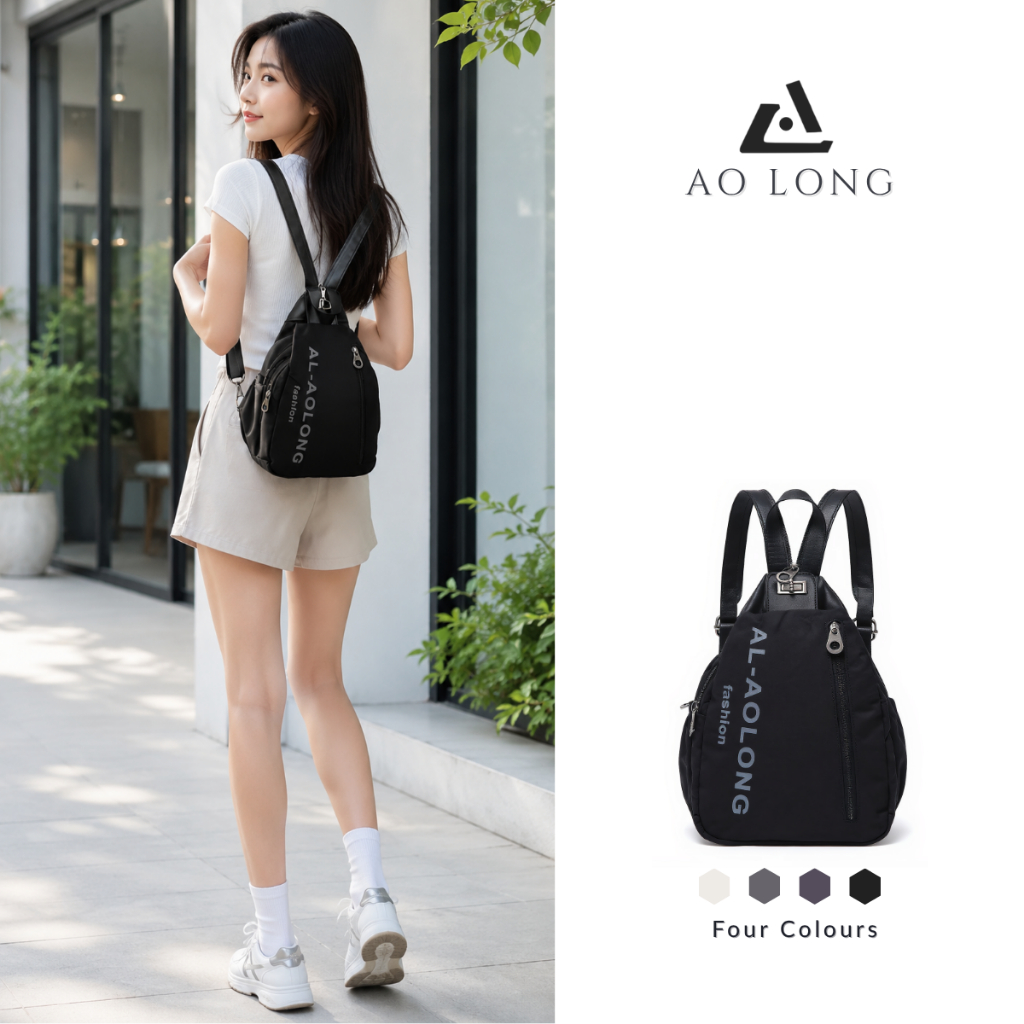 AOLONG Tas Ransel Wanita RUBY 0834 Backpack Korean Style Cocok Untuk Daily