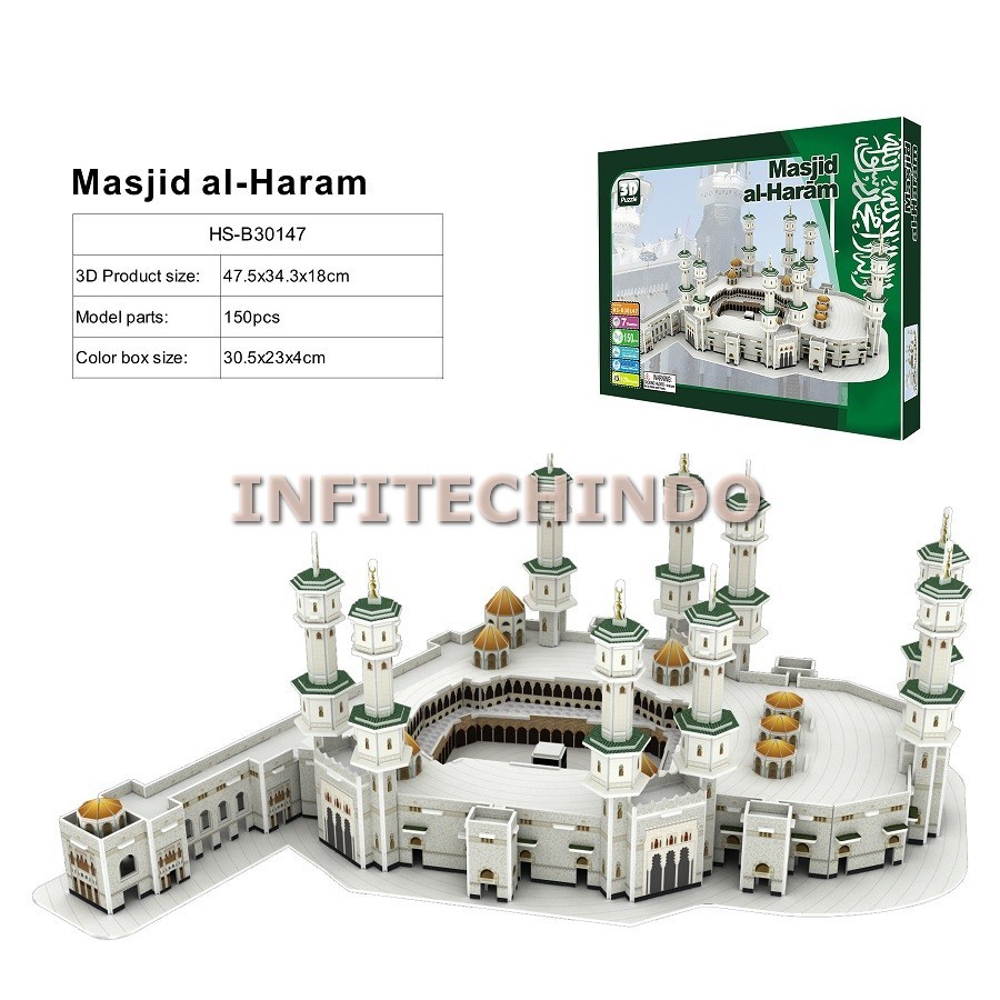 Miniatur Puzzle 3D Masjid AL Haram Masjidil Mekkah Madinah Mainan Edukasi