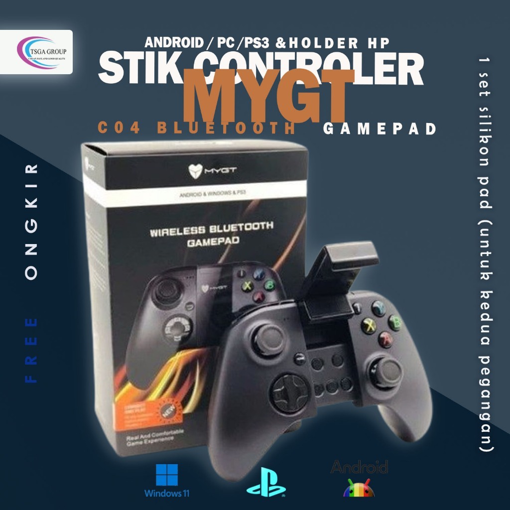 Stick Bluetooth plus Clamp holder Gamepad Mygt Gamepad Android Bluetooth Hp Laptop PC PS3