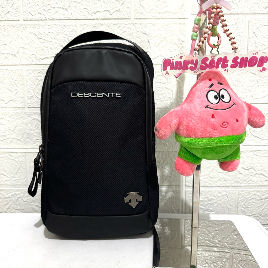 tas cross body descente. tas selempang bahu pria cowok. tas kanvas prelop. hitam