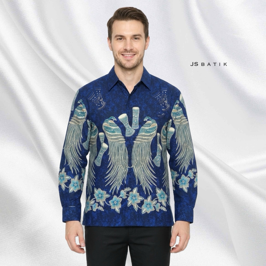 MOTIF TERBARU!! Batik Cendrawasih Papua / Kemeja Pria Motif Papua / Batik Pria / Batik Biru Navy