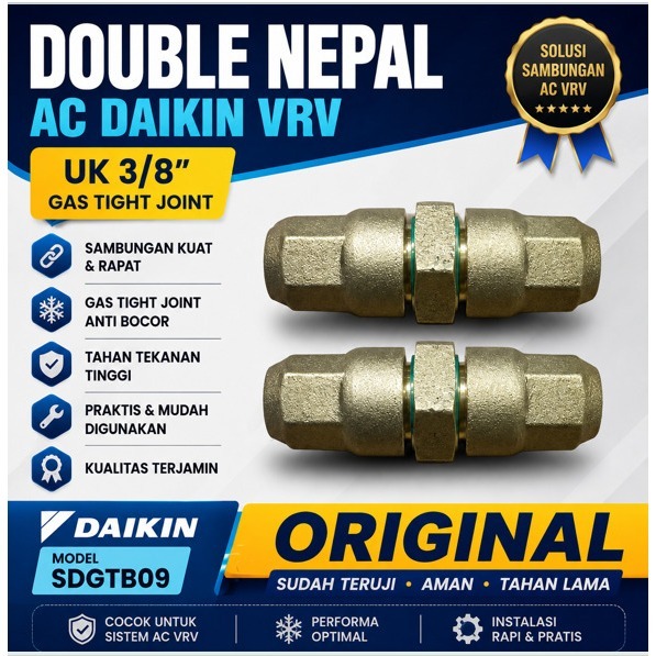 DOUBLE NEPAL AC DAIKIN VRV UKURAN 3/8 GAS TIGHT JOINT MODEL SDGTB09 ORIGINAL