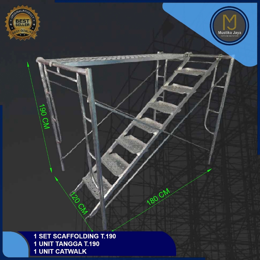 SET SCAFFOLDING LENGKAP GALVANIS MAIN FRAME 190 CATWALK DAN TANGGA - SNI