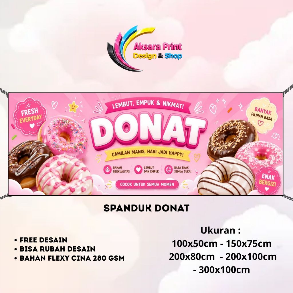 spanduk banner donat MMT custom aksaraprint