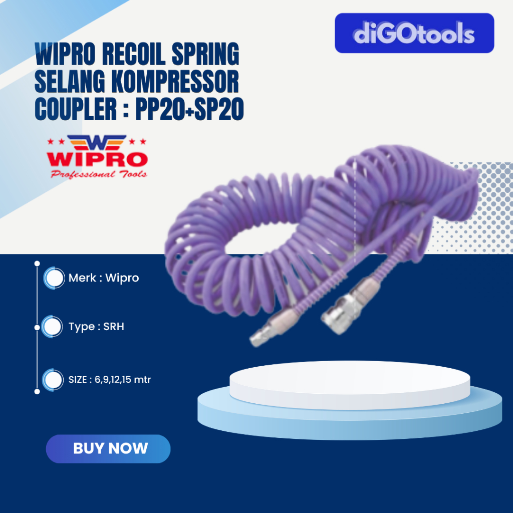 Wipro selang kompresor  ukuran 6m,9m,12m,15m - recoil spring wipro