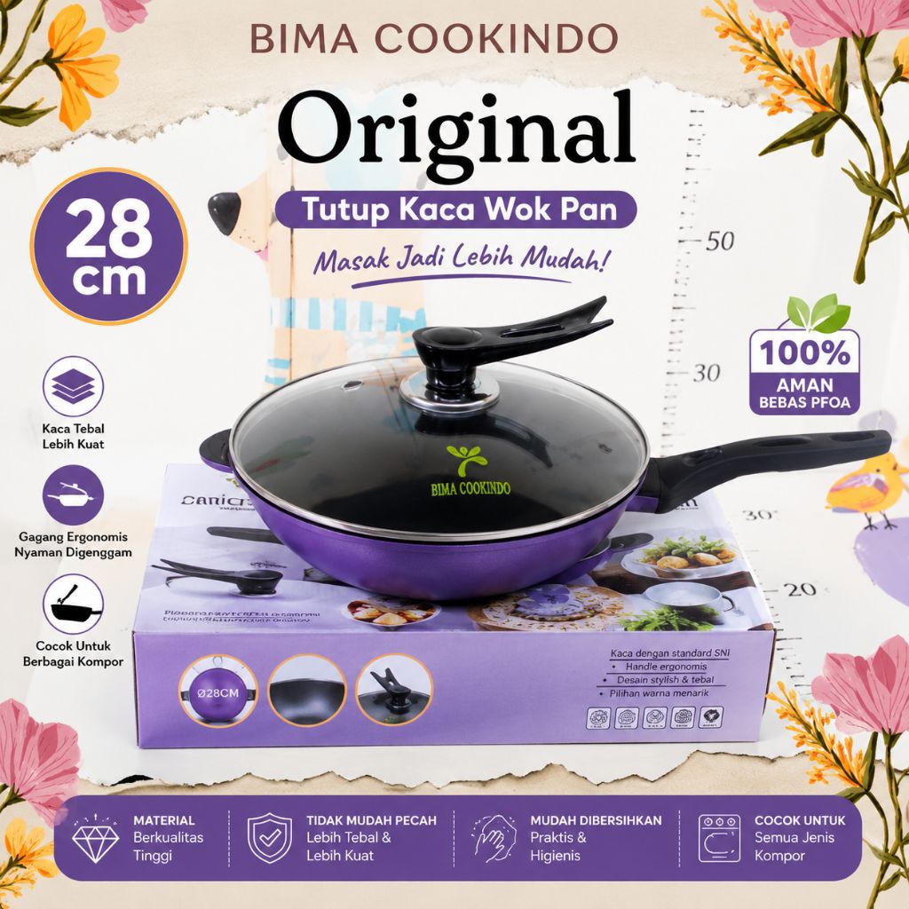 BIMA COOKINDO original wok pan 28 cm/wajan wok pan anti lengket granite serbaguna 28 cm