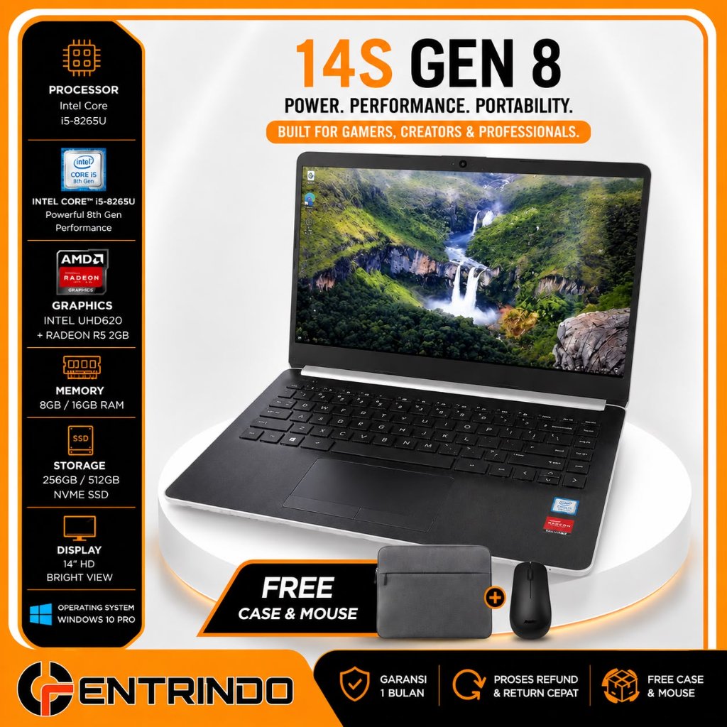 Notebook / Laptop HP 14S Core i5-8265U Radeon R5 | 16GB / 512GB | 14" HD