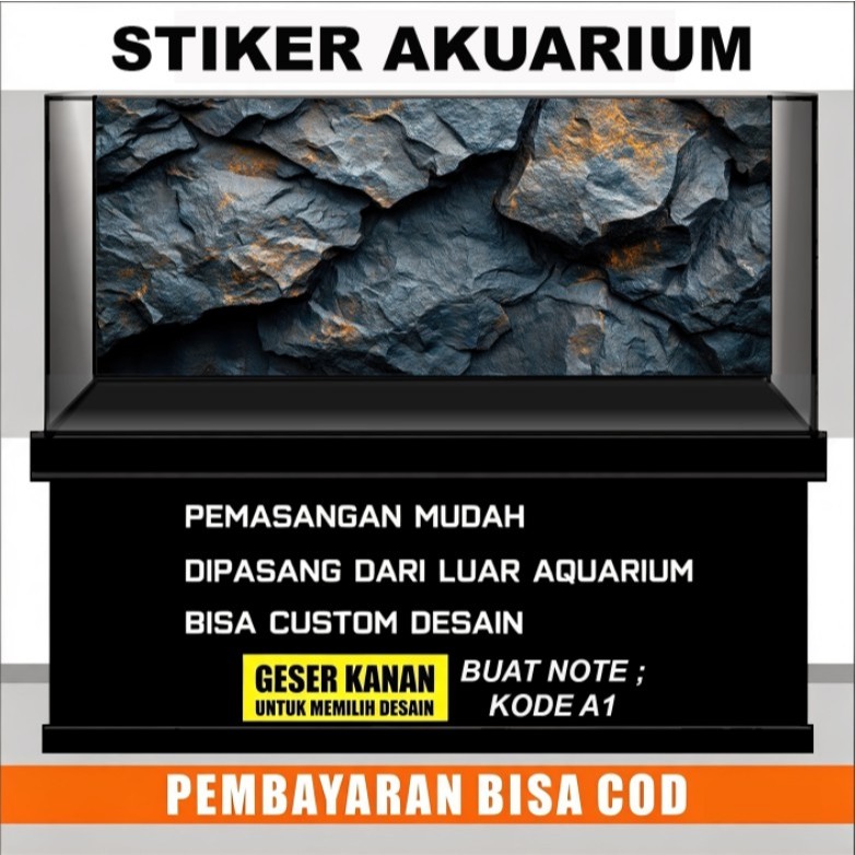 Stiker Background Aquarium Batu