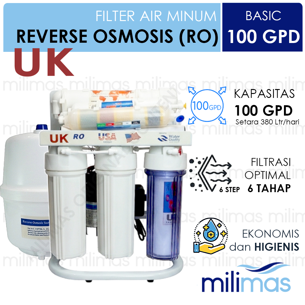 UK RO SET 100 GPD 6 STEP BASIC - Filter Air Minum Rumah Tangga Reverse Osmosis