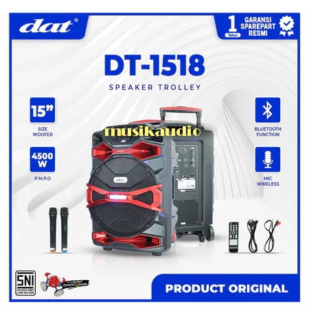 DAT Speaker Trolley DT 1518 15 Inch 2 Bluetooth Mic