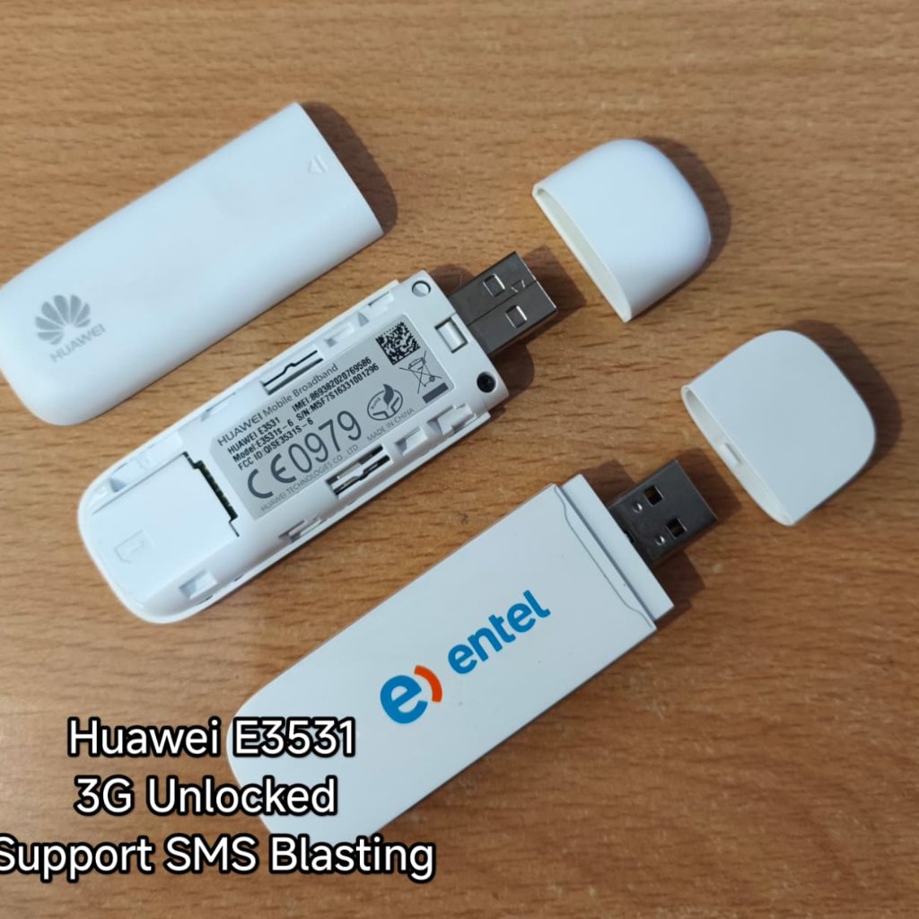 Huawei E3531 3G Unlocked USB Modem Putih, Support SMS Blasting, Brand Entel