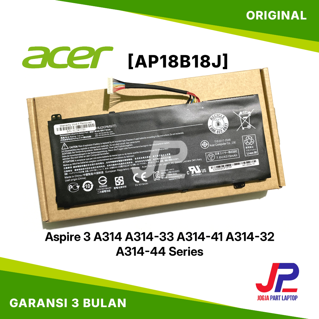 [AP18B18J] Baterai Laptop Original ACER Aspire 3 A314 A314-33 A314-41 AP18B18J A314-32 A314-44 Serie