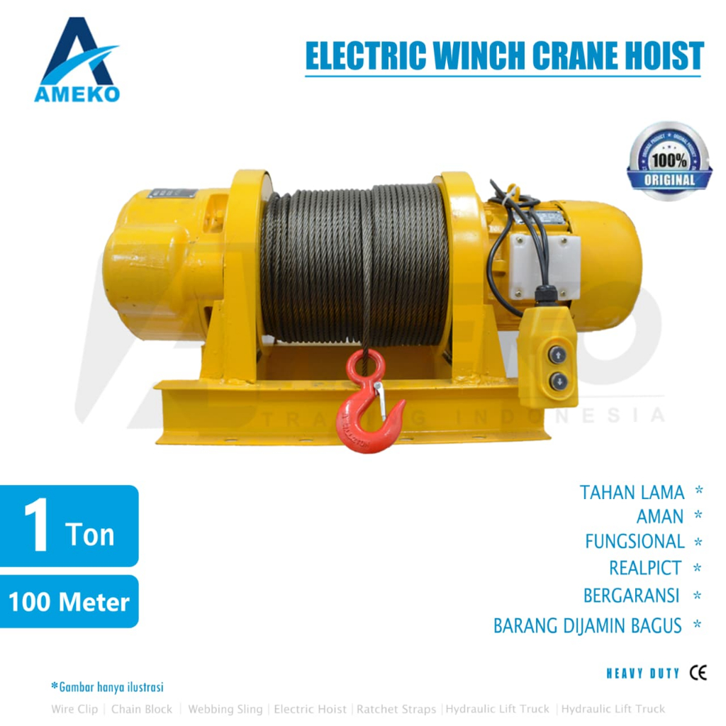 ELECTRIC WINCH CRANE HOIST KAP. 1 TON x 100 METER - AMEK0