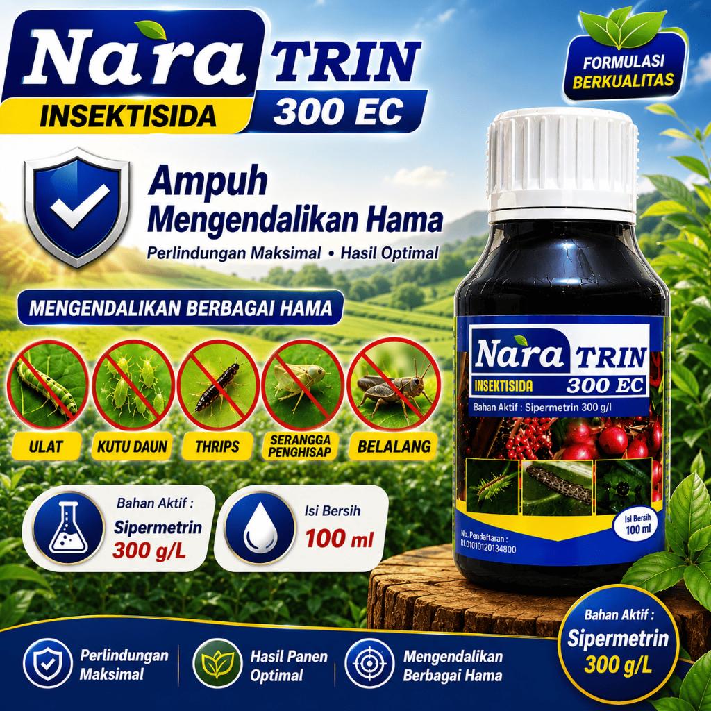 Insektisida NARATRIN 300 EC 100 ml - Mengatasi hama ulat, belalang, dan wereng pada berbagai tanaman