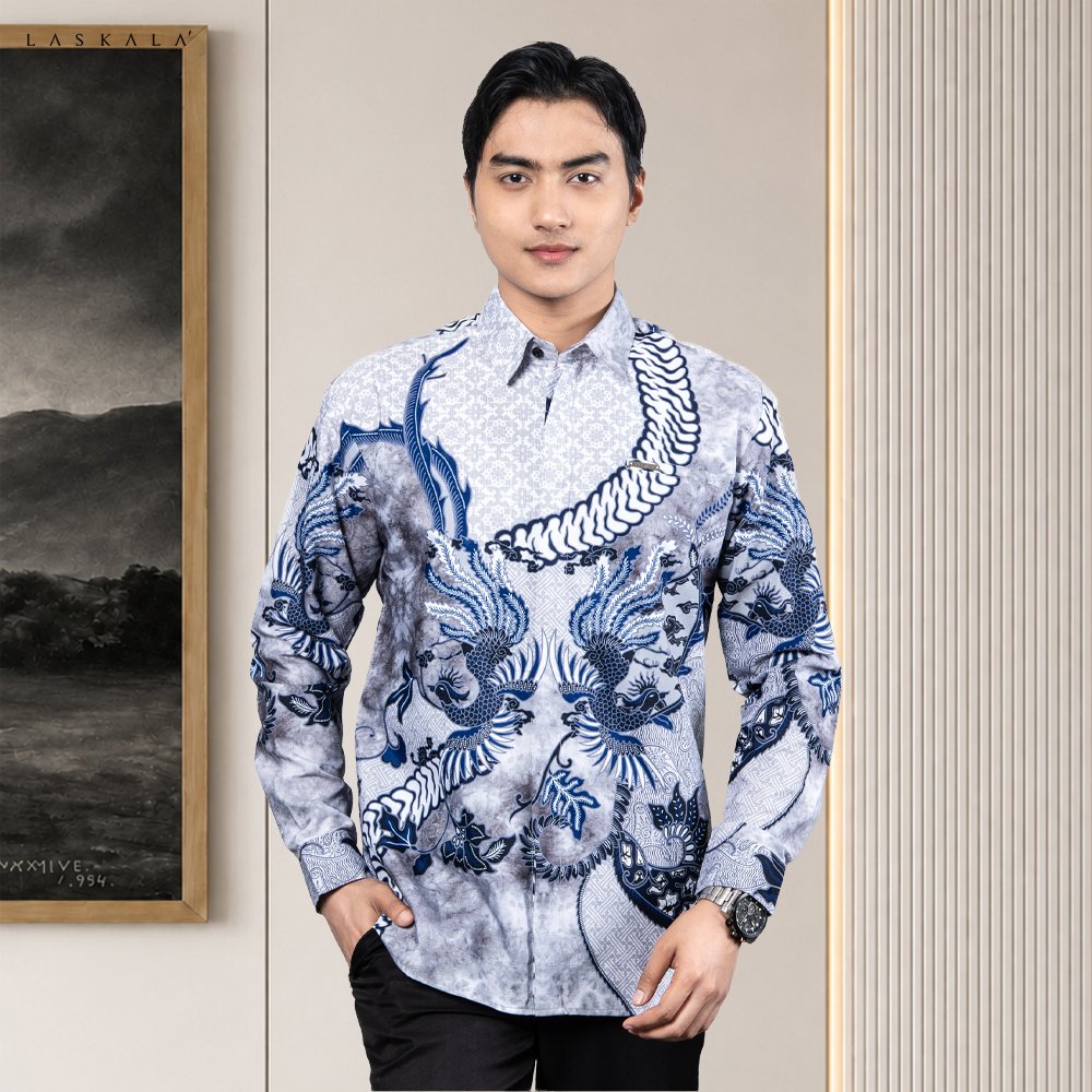 Laskala Batik Premium Lokananta Kemeja Batik Pria Slimfit Lengan Panjang