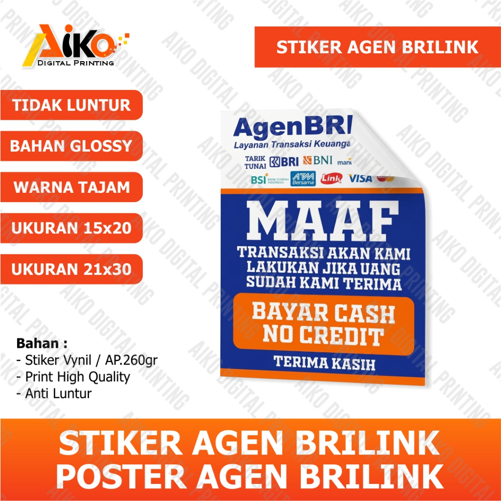 STIKER AGEN BRILink | STIKER BRILink ANTI AIR | POSTER BRILink