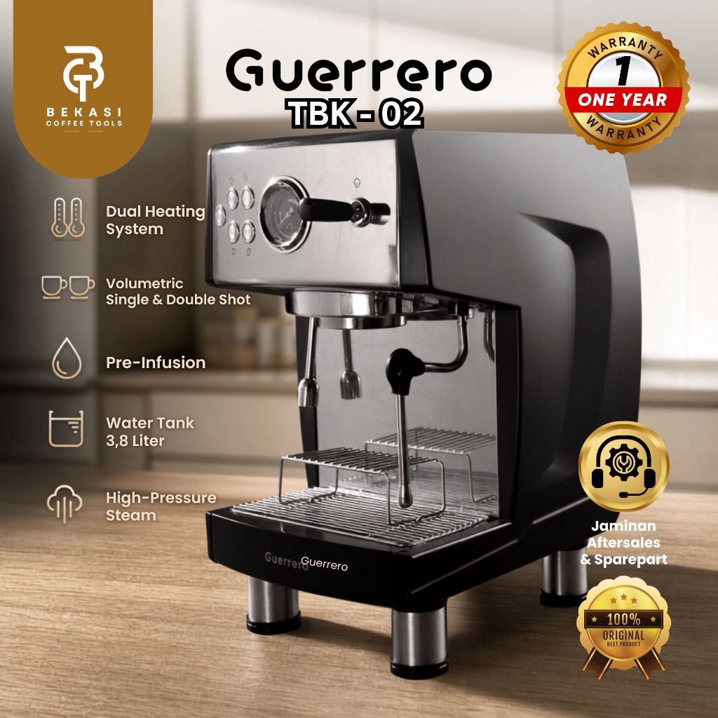 MESIN ESPRESSO SEMI COMMERCIAL GUERRERO TBK02 DOUBLE THERMOBLOCK ESPRESSO MACHINE