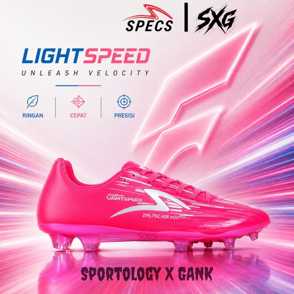 SPECS Sepatu Bola Lightspeed Reborn FG 100% Baru Synthetic PU Leather Pink Diva
