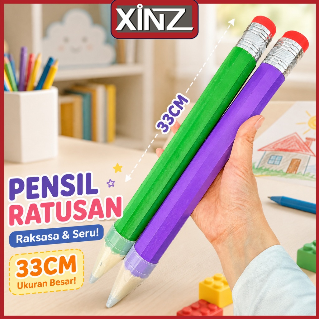 XiNZ Pensil Jumbo Besar 33 CM  Mainan Pencil Pensil Jumbo Hiasan Photo Kado Alat Tulis Anak-anak
