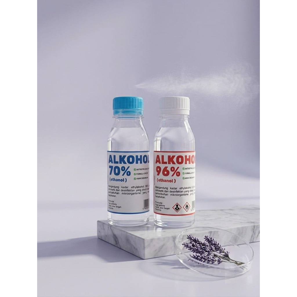 ALKOHOL / ETANOL 96% & ALKOHOL / ETANOL 70% KEMASAN 100ml CAMPURAN DAN PELARUT BIBIT PARFUM