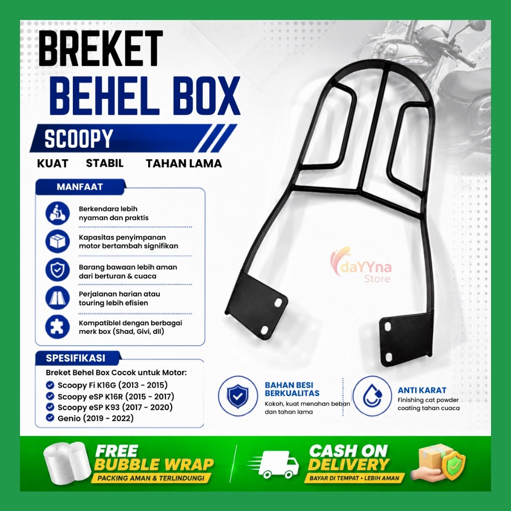 Bracket Box Scoopy Breket Top Box Dudukan Tatakan Box Motor Scoopy fi Anti Karat