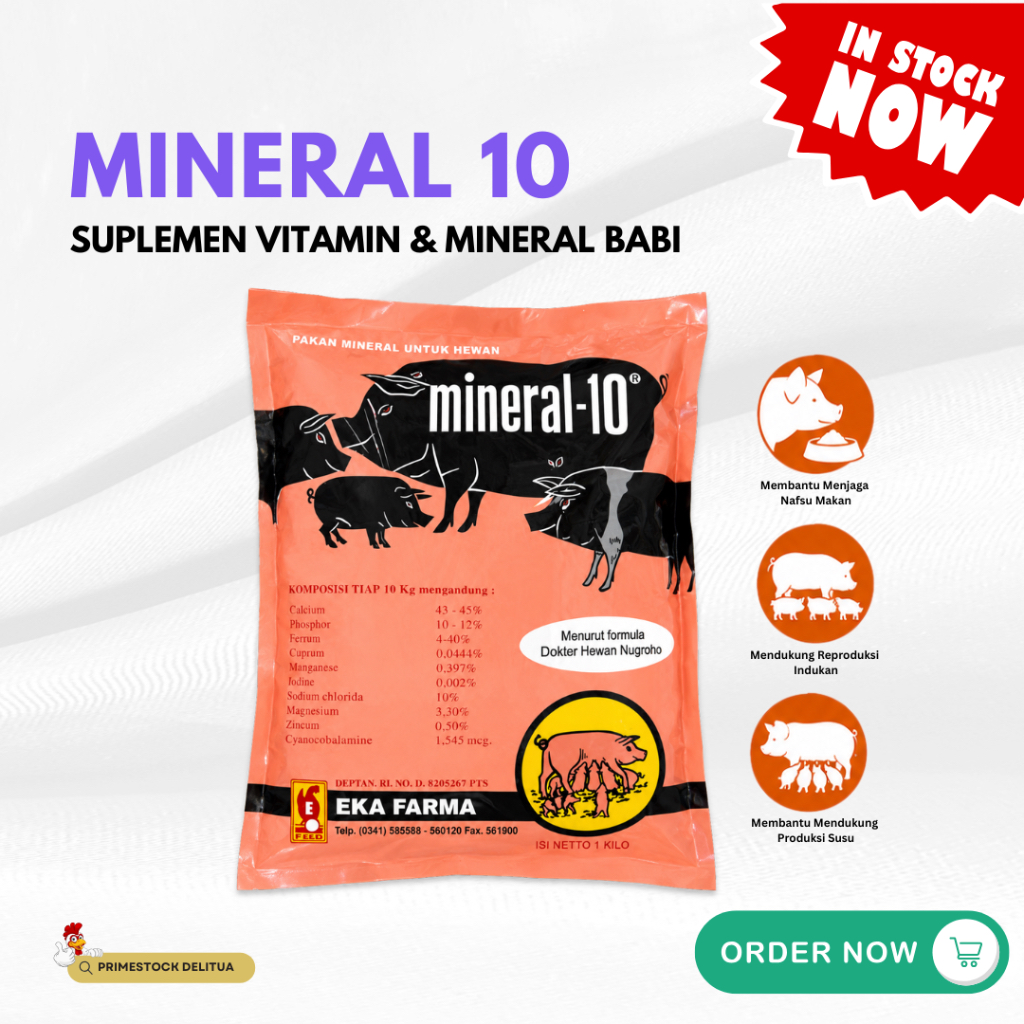 Mineral 10 1Kg Suplemen Vitamin Mineral Babi Premix Pakan Babi Starter Grower Induk