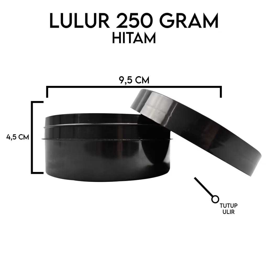 Pot lulur 250gr hitam hitam / pot pomade 250 gr / pot gatsby 250gr hitam