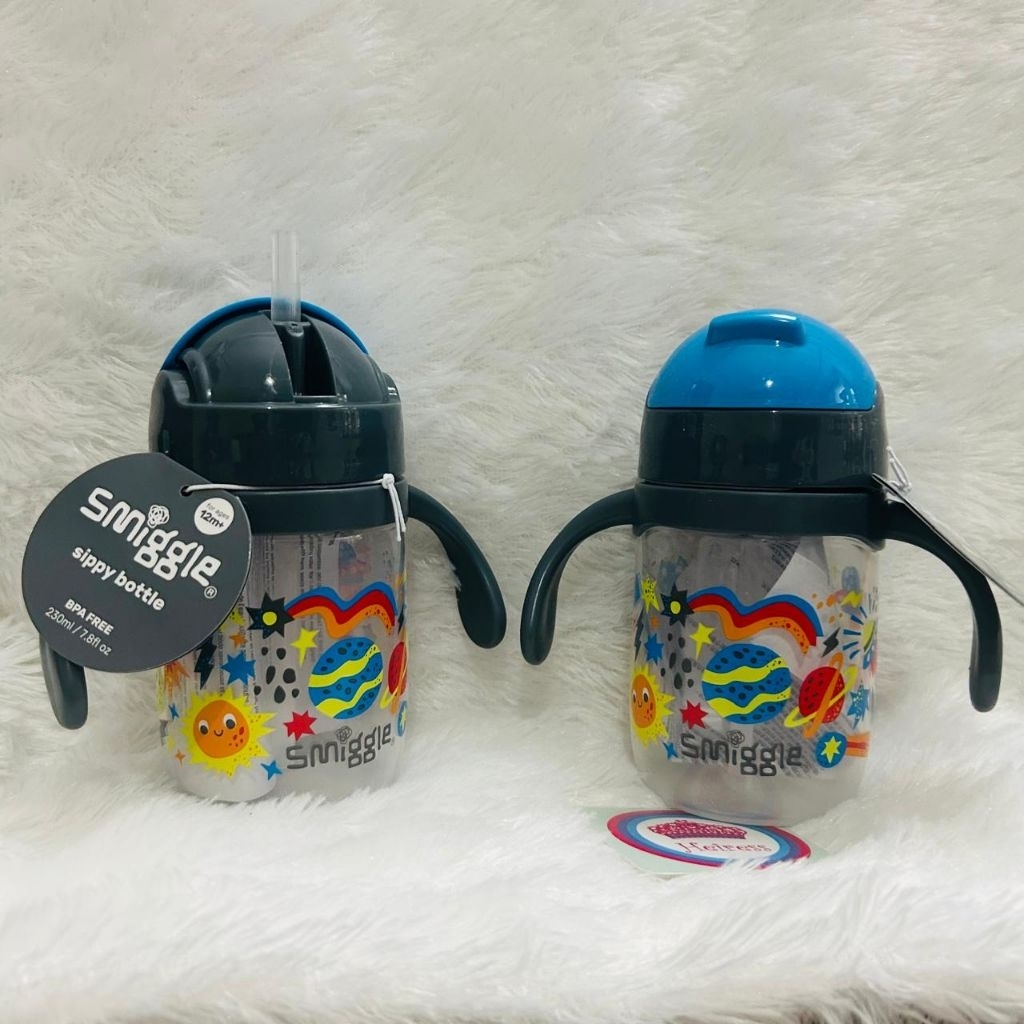 smiggle sippy cup bottle dino mermaid pink hijau planets