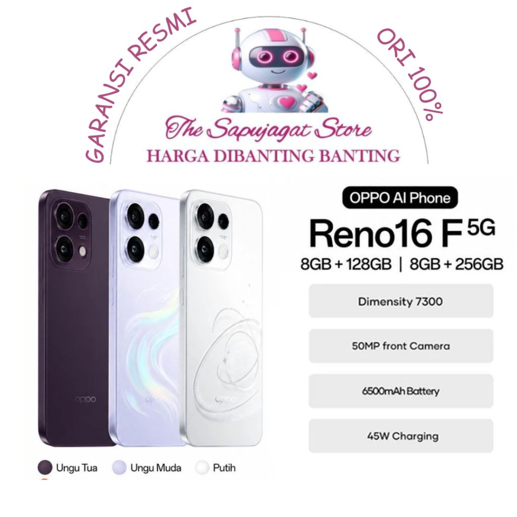 Oppo Reno 16F 5G 8/256 New Garansi Resmi Promo Bandung