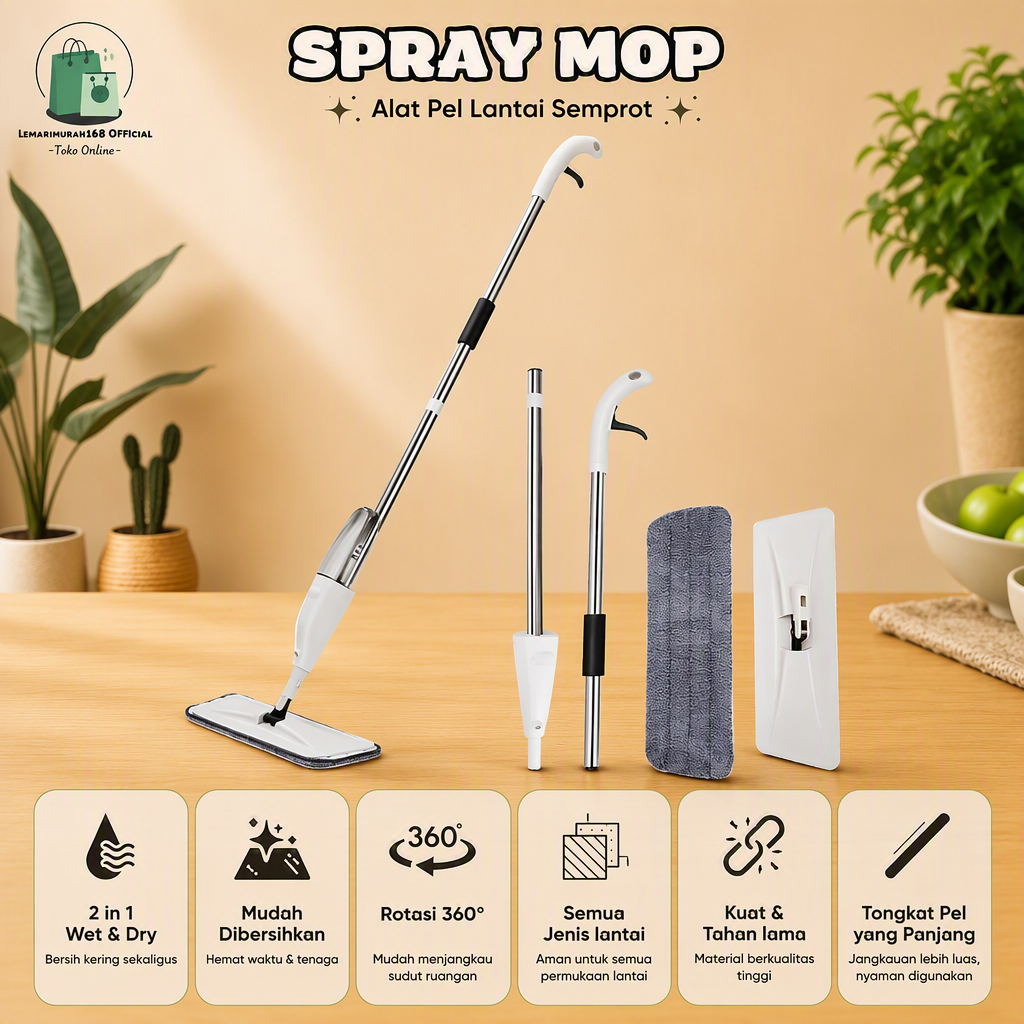SPRAY MOP - ALAT PEL SEMPROT - ALAT PEL LANTAI SEMPROT - KAIN PEL - ALAT PEL LANTAI PRAKTIS - SPRAY 