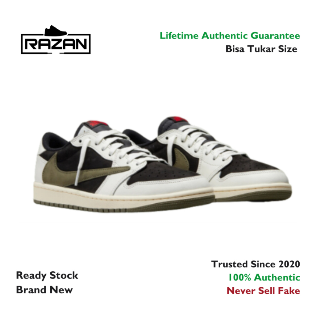 Air Jordan 1 Low Travis Scott Olive 100% Authentic Original