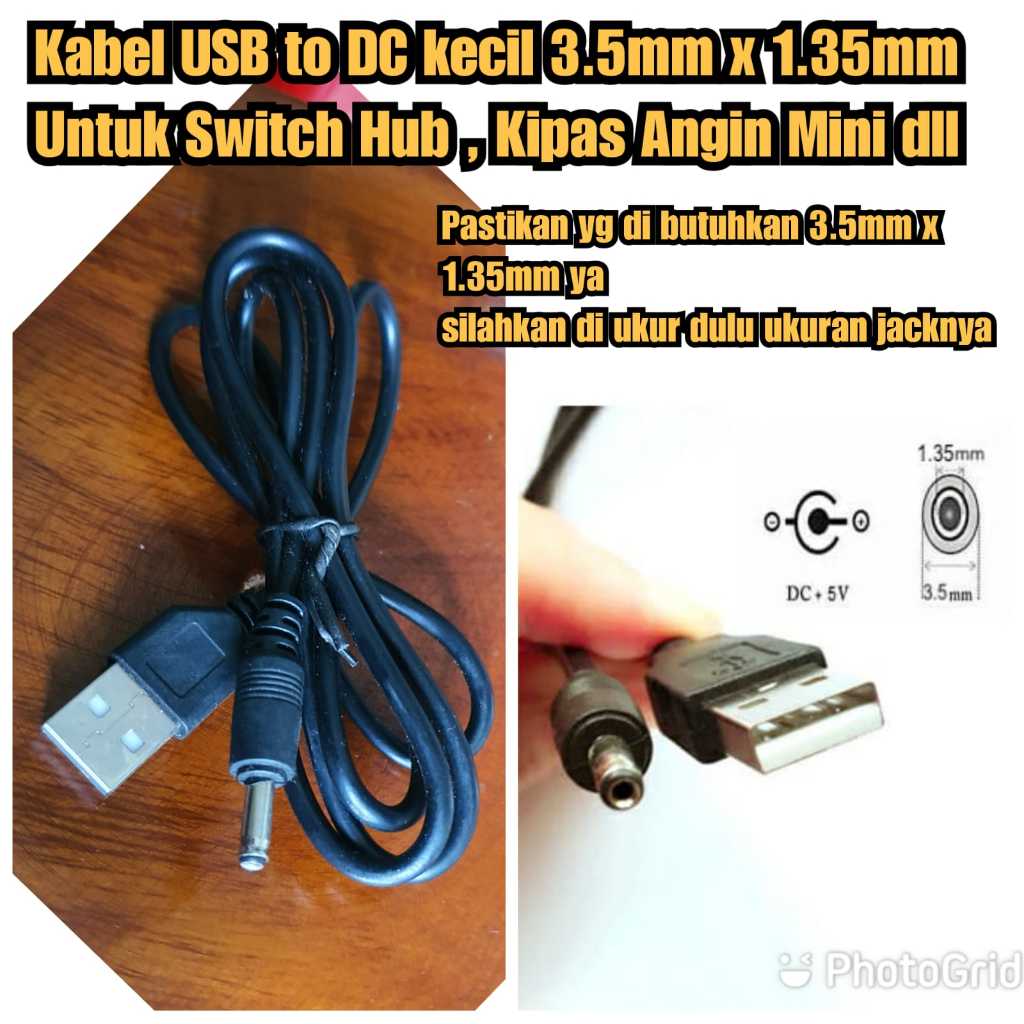 Kabel usb to dc 1.35mm untuk switch hub lan untuk kipas angin mini dll usb to dc 5v untuk  lan hub u