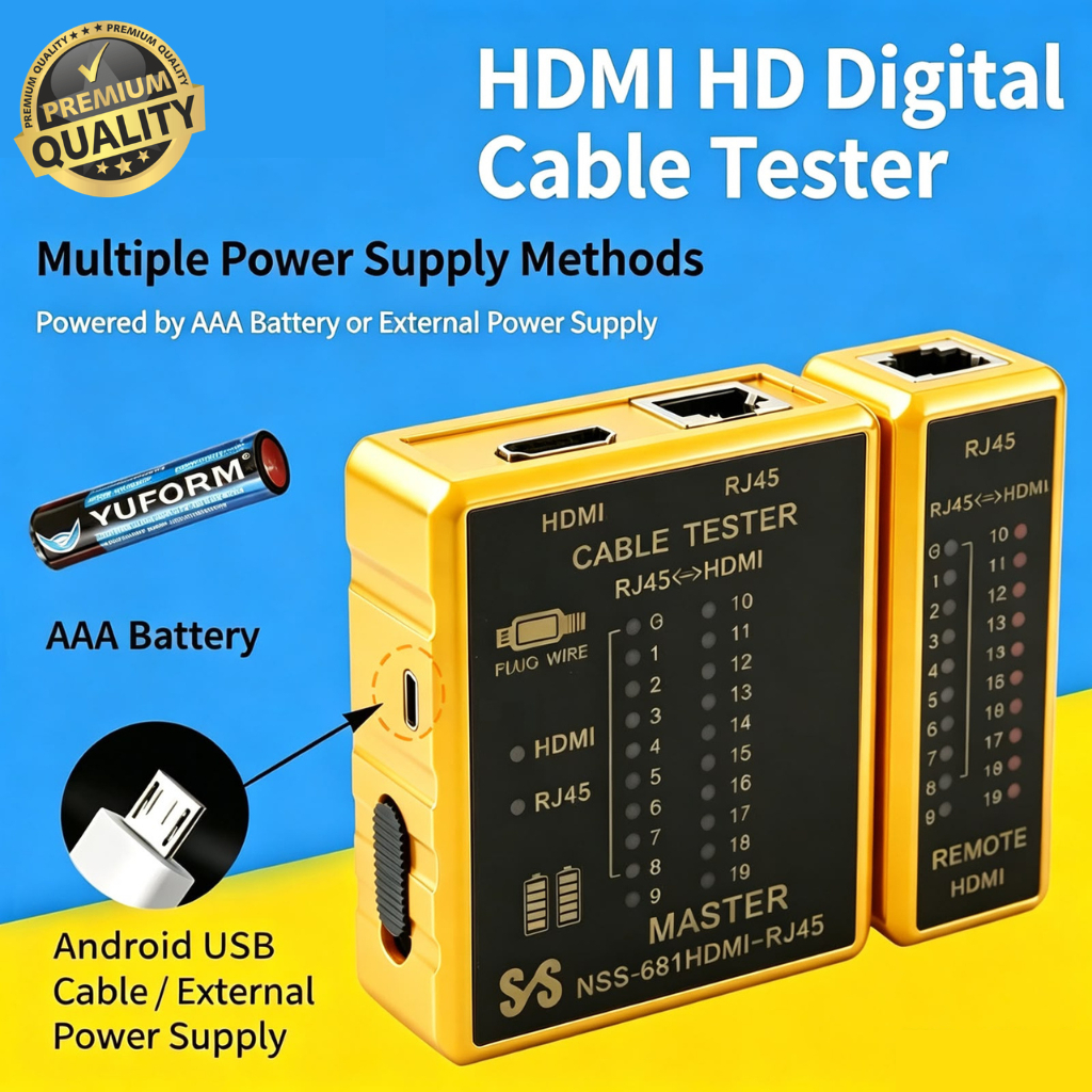 CABLE TESTER RJ45 + HDMI / HDMI TESTER RJ45 / LAN TESTER  KABEL LAN