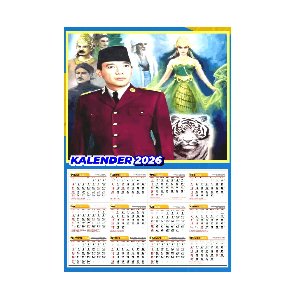 kalender poster bergambar pahlawan revolusi indonesia, Ir. Soekarno Hatta