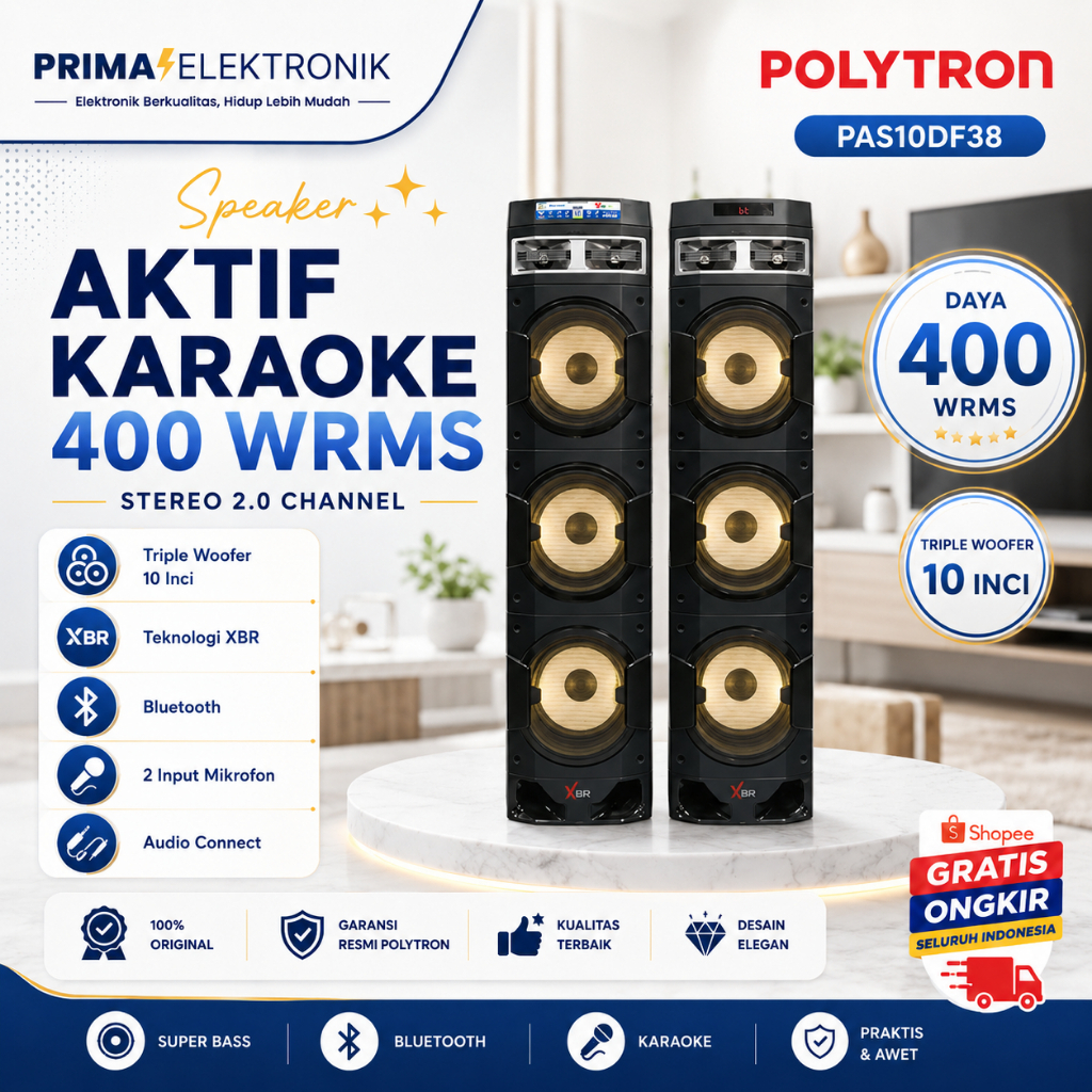 PAS10DF38 SPEAKER AKTIF POLYTRON PAS 10DF38 PAS10DF38 10DF38 BLUETOOTH