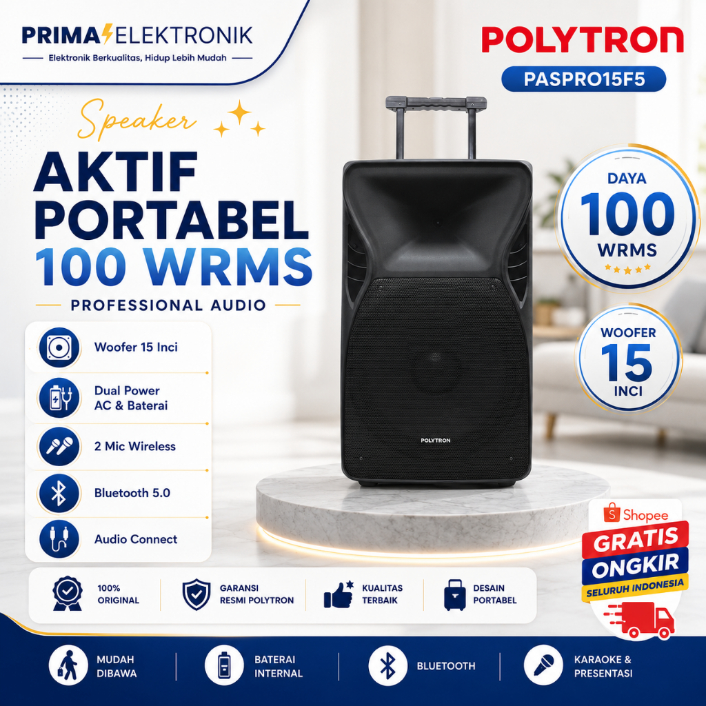 POLYTRON Professional Portable Bluetooth PAS PRO15F5 -Karaoke Speaker PASPRO15F5/PASPRO15F5/ORIGINAL