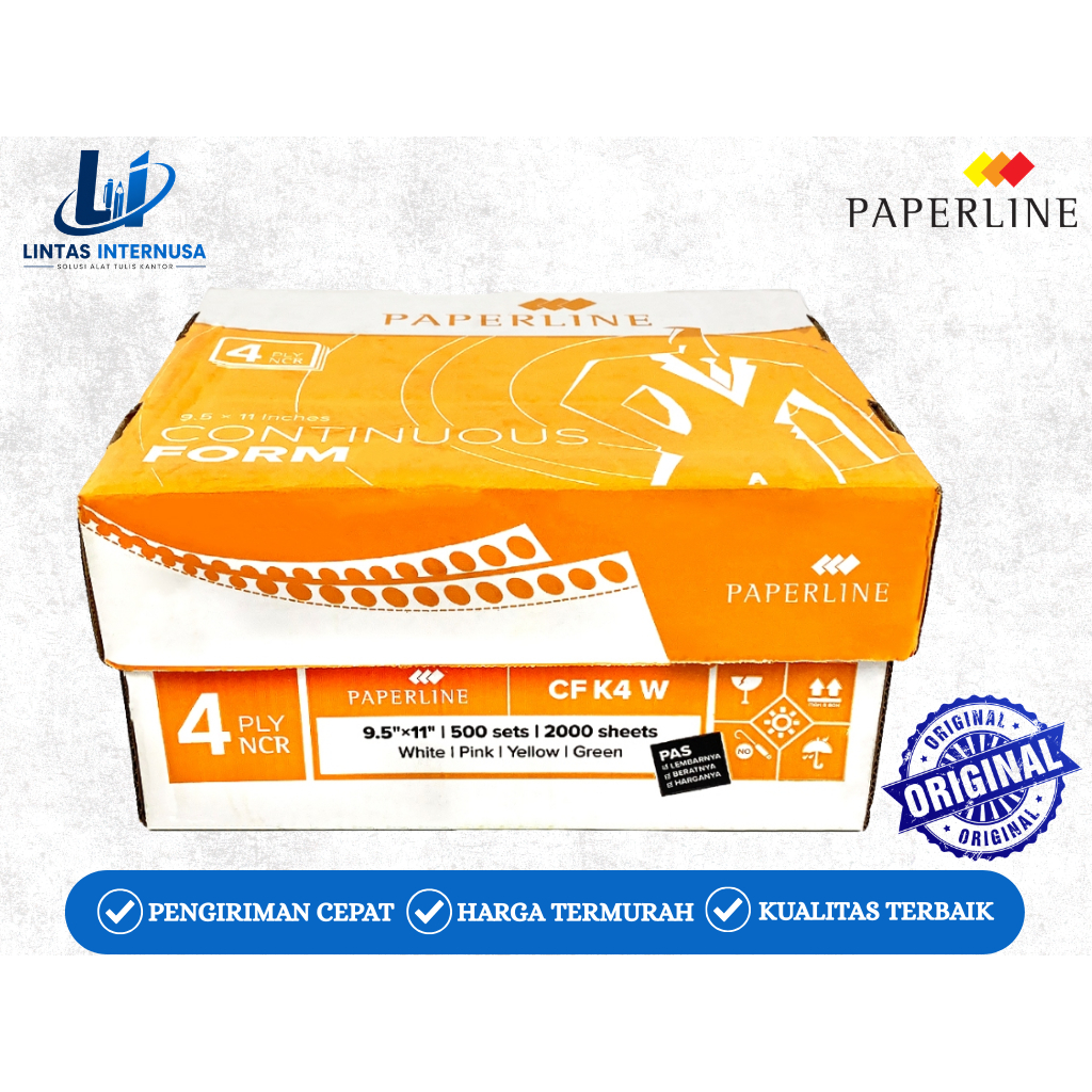 Continuous Form Ukuran 9,5 Inch x 11 Inch 4 Ply NCR Merk Paperline