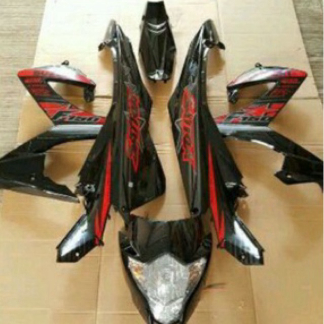 cover body Satria Fu facelift fl fullset halus hitam ber stripping