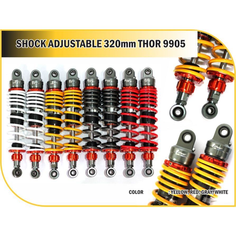 Shock Adjustable Thor 9905 320 mm Shock Belakang Motor Shockbreaker Racing Suspensi Tabung Adjustabl