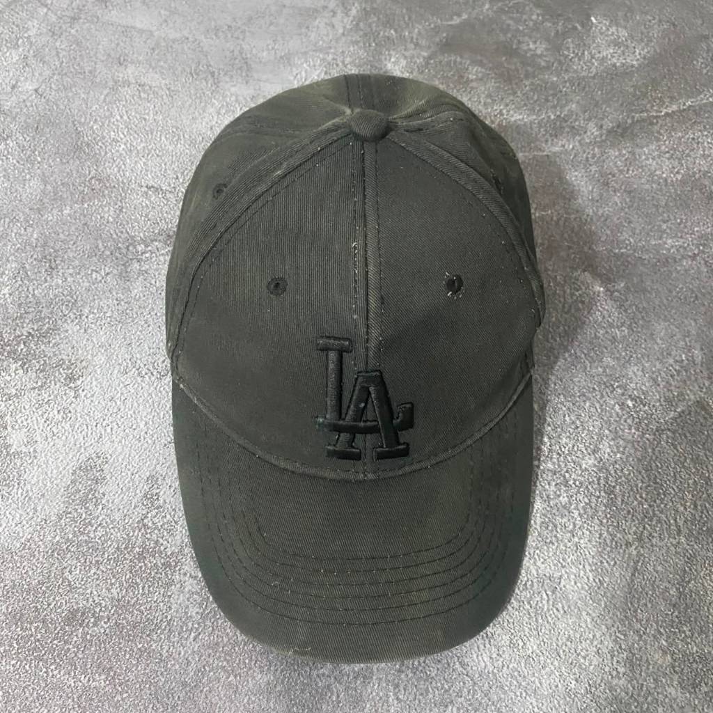 Topi LA Hitam Original Thrift Baseball Cap Bordir Logo Unisex Adjustable Vintage