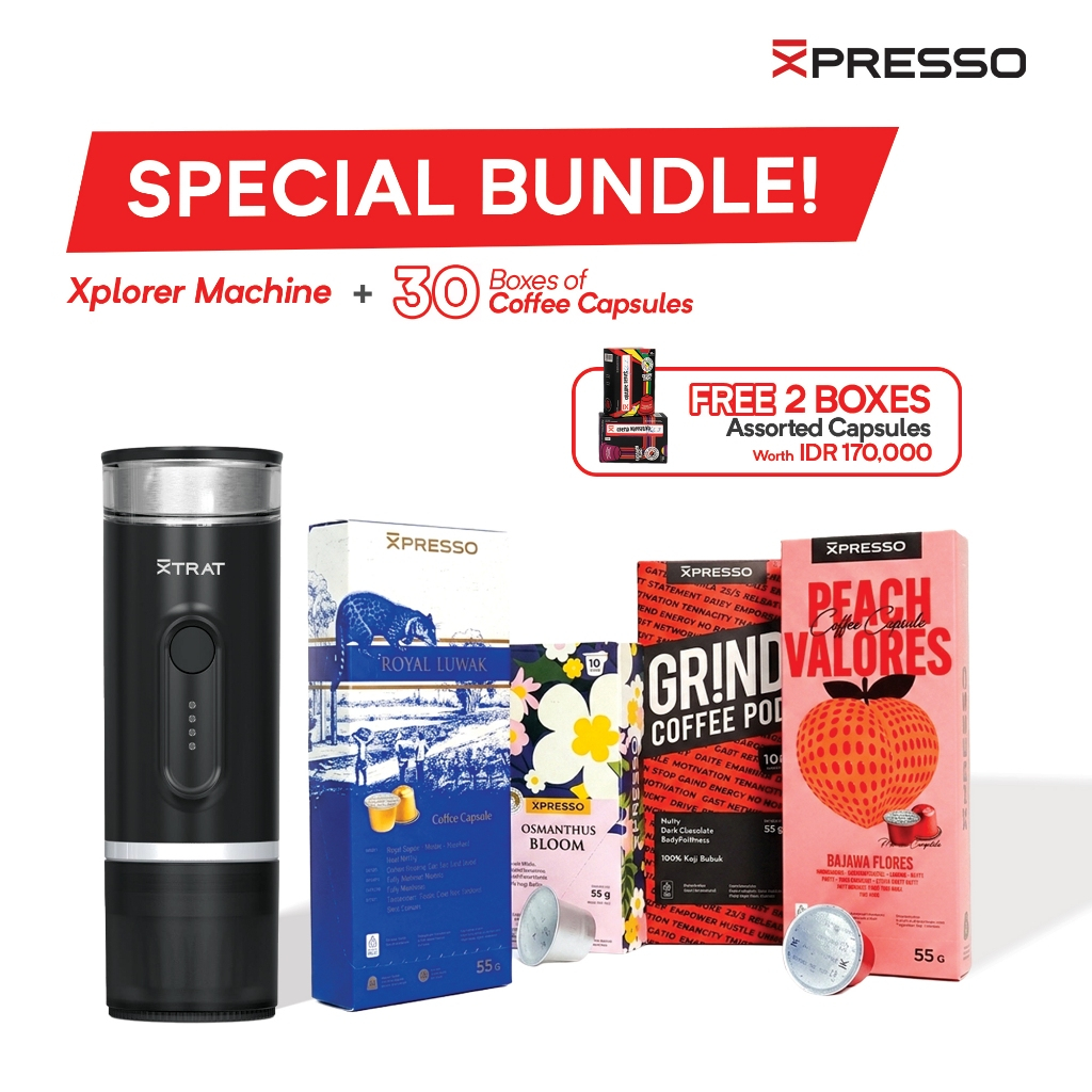 Spesial Bundle Xplorer Machine + 30 Box Coffee Capsules - Nespresso Coffee Capsules Compatible