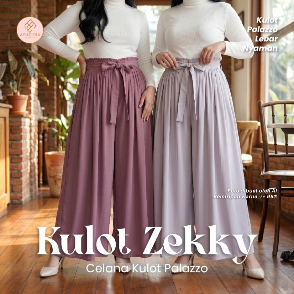 Zekky pants woolpeach jumbo bb 50-100kg/ celana kulot wanita highwaist/ bawahan oversize/ culote jum