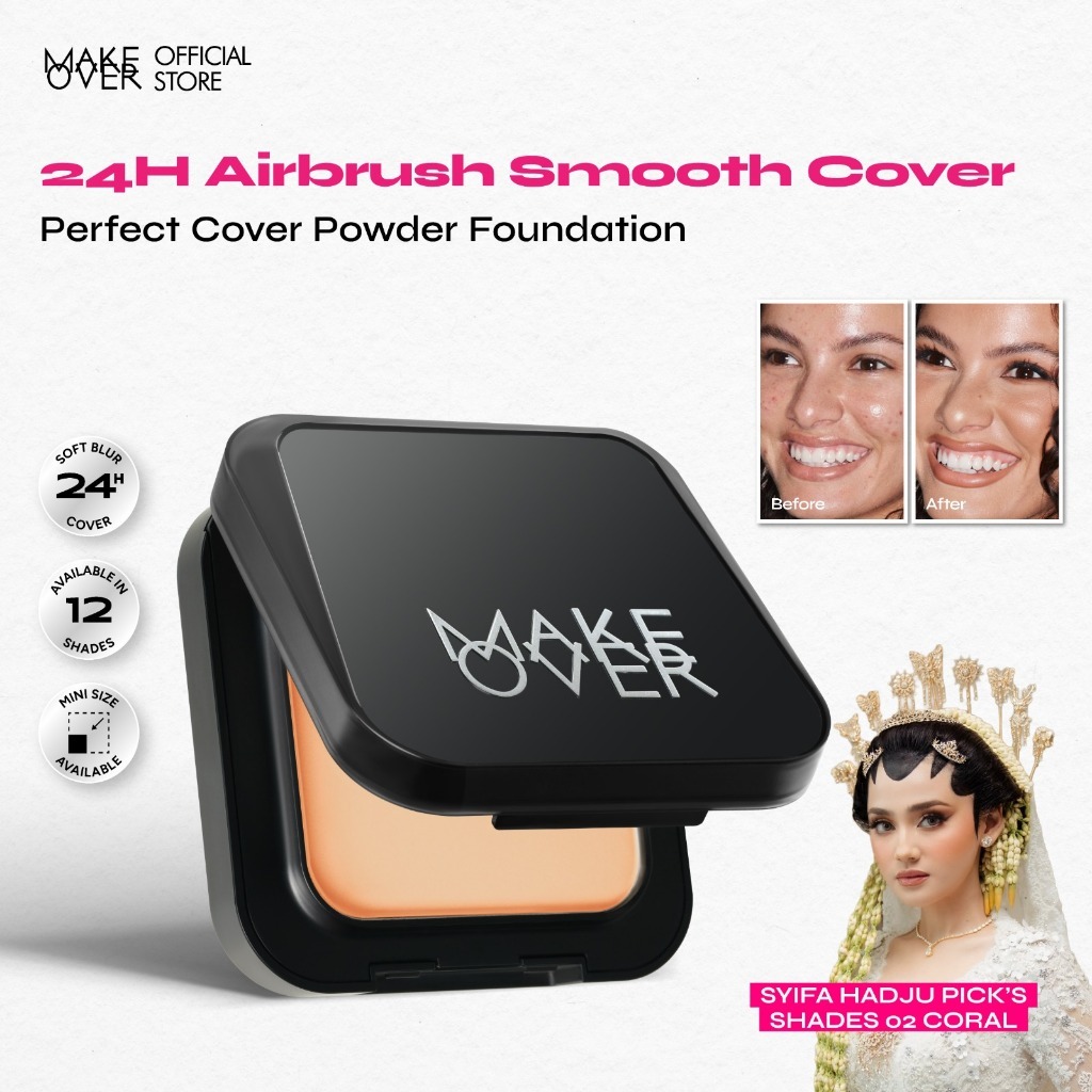 NEW MAKE OVER Perfect Cover Powder Foundation - TWC Two Way Cake Cover Melt and Blur Powder 16H Blur