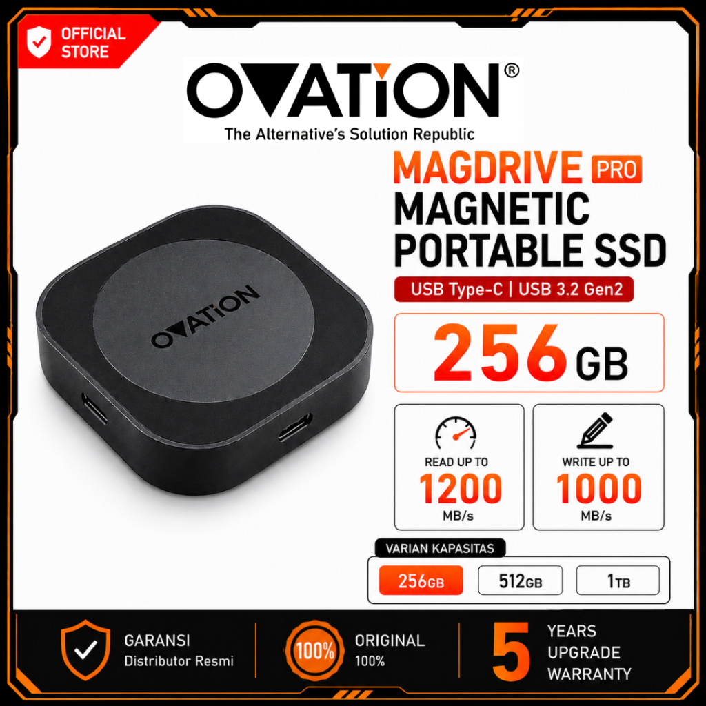 OVATION Magdrive PRO Magnetic Portable SSD USB Type-C USB 3.2 Gen2 External SSD 256GB 512GB 1TB
