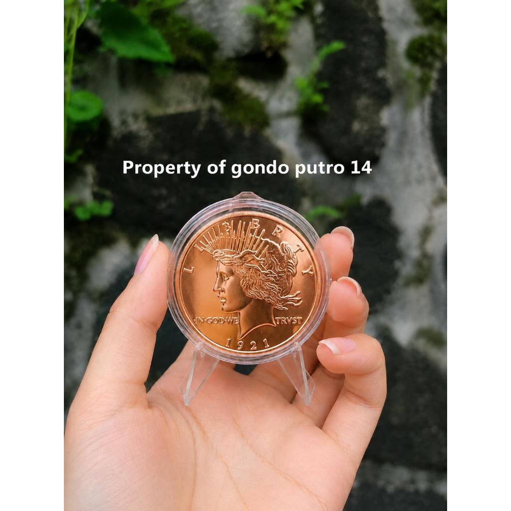 Koin Copper/Tembaga+ANTI OKSIDASI+SERTIFIKAT ASLI 1 AVDP : 28,4 gram LADY LIBERTY