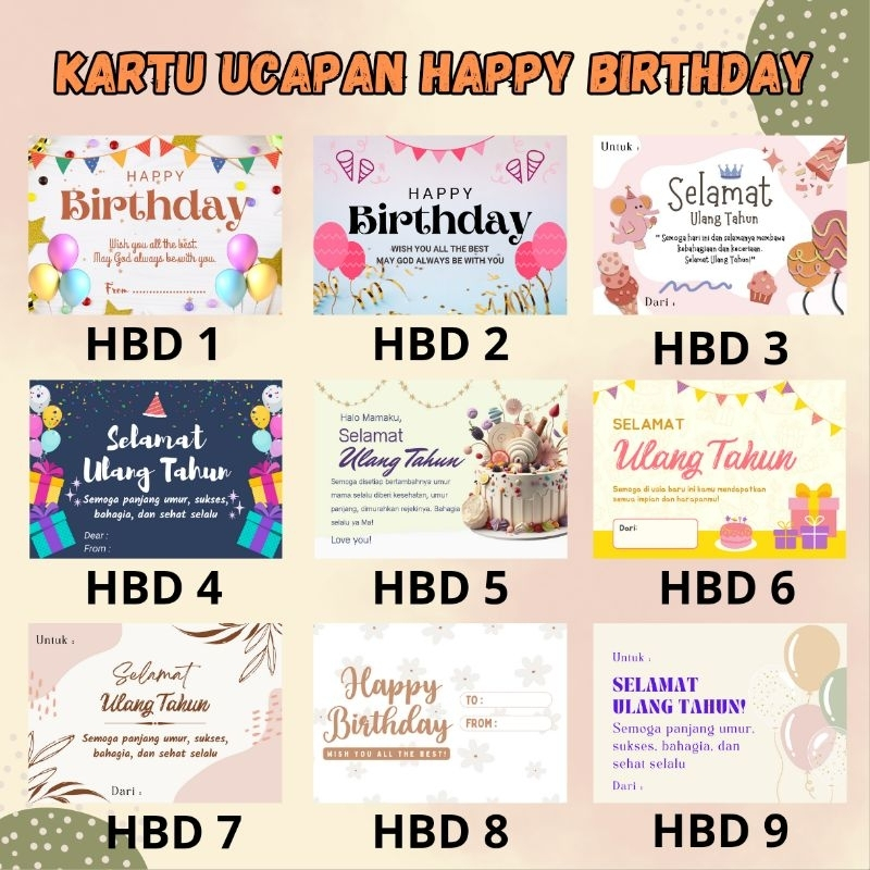 KARTU UCAPAN ULANG TAHUN/KARTU UCAPAN HAPPY BIRTHDAY