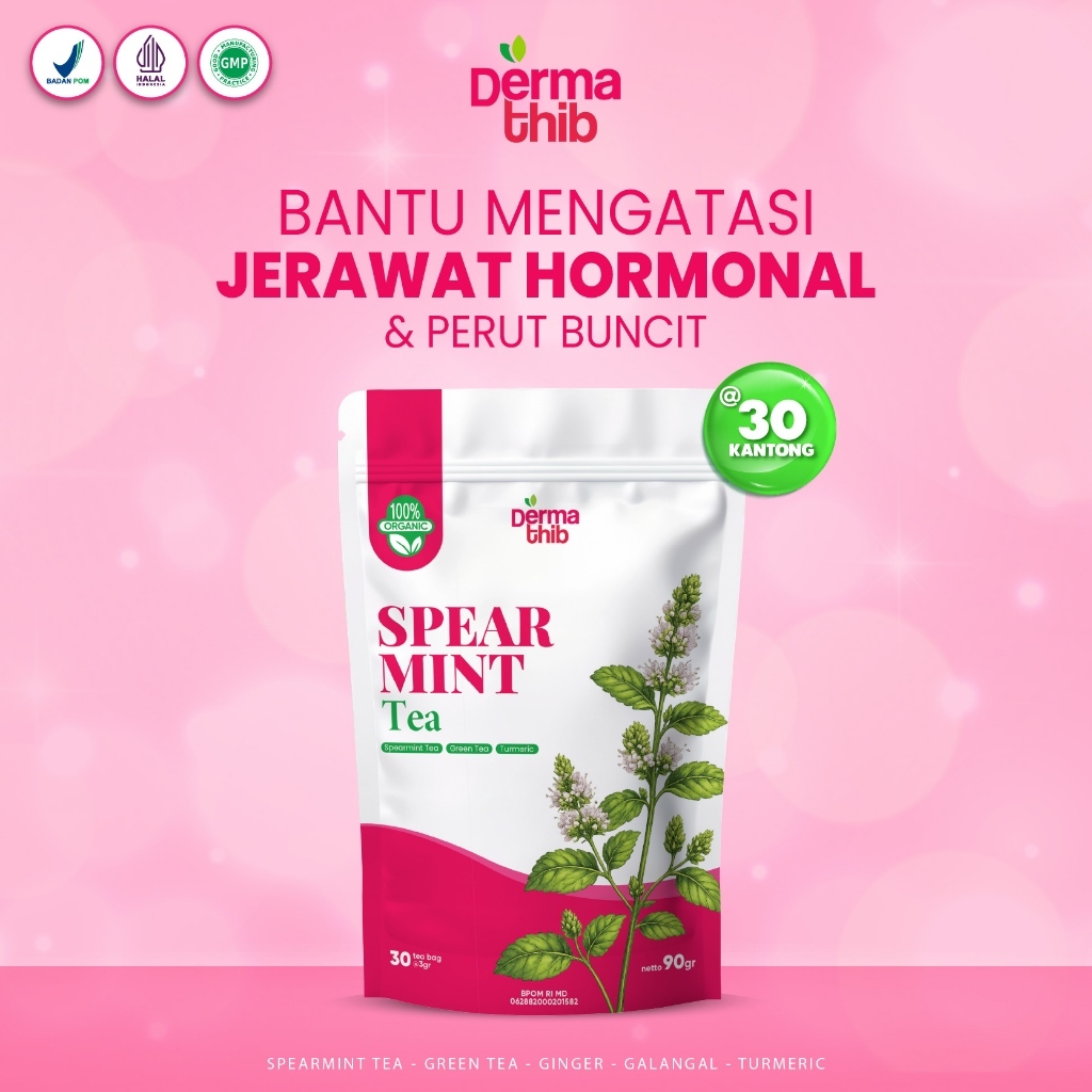 Dermathib - Spearmint Tea Premium Teh Herbal Organik Untuk Jerawat Hormonl PCOS Dan Permasalahan Kul