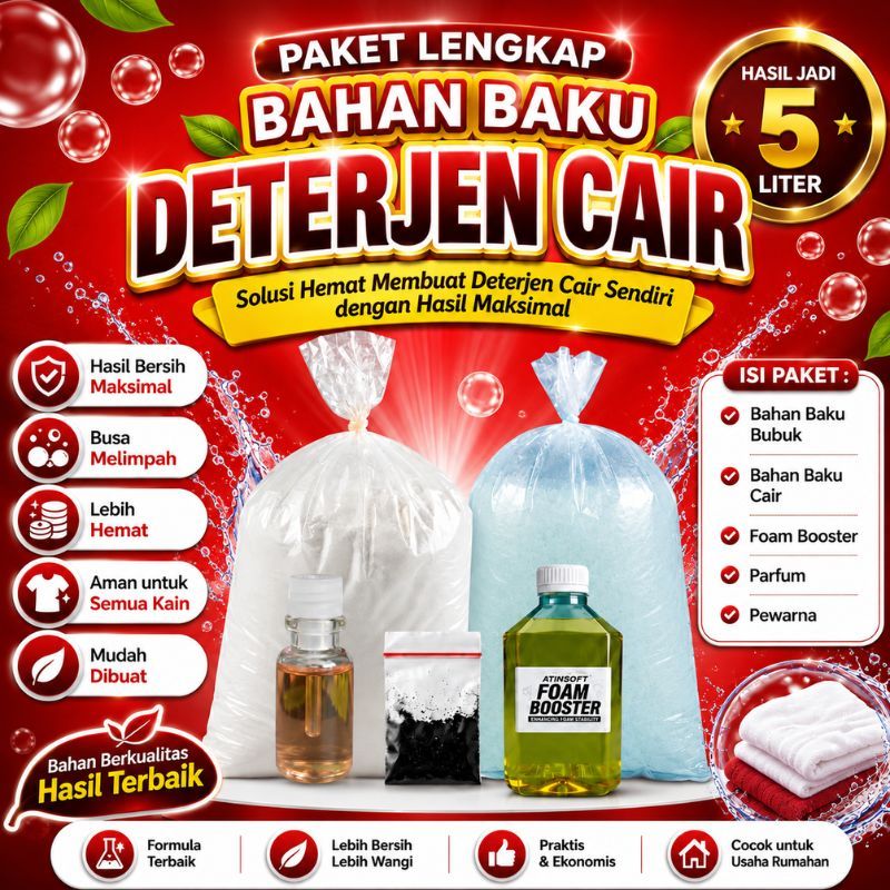 bahan baku sabun cuci baju deterjen pakaian untuk 5 liter bonus foam booster 250ml